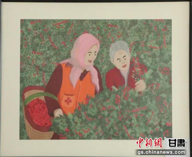 靖遠(yuǎn)縣枸杞種植業(yè)帶動(dòng)10多萬農(nóng)民脫貧致富。刺繡 王明風(fēng) 繡稿 胡靜